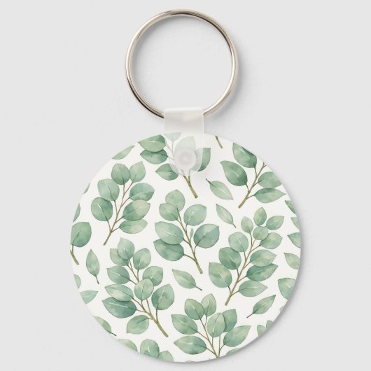Waterverf Eucalyptus Groene Patroon Sleutelhanger (Voorkant)