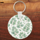 Waterverf Eucalyptus Groene Patroon Sleutelhanger (Achterkant)