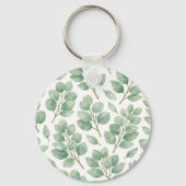 Waterverf Eucalyptus Groene Patroon Sleutelhanger (Achterkant)