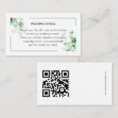 Waterverf Eucalyptus Groene QR Info Bruiloft Informatiekaartje (Voorkant / Achterkant)