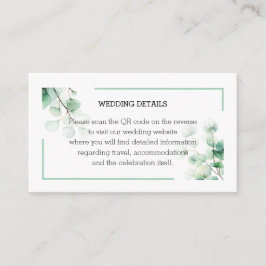 Waterverf Eucalyptus Groene QR Info Bruiloft Informatiekaartje