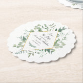 Waterverf Eucalyptus Groene Save the Date Kartonnen Onderzetters (Gekanteld)