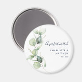 Waterverf Eucalyptus Groene Scriptuur Trouwfeest Magneet (Voorkant / Achterkant)