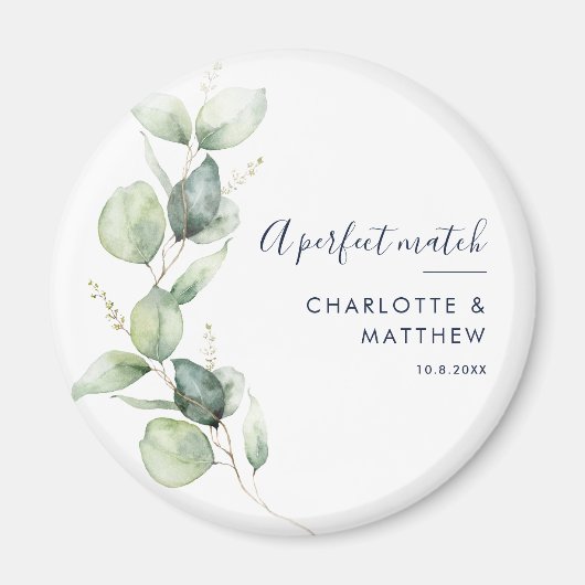 Waterverf Eucalyptus Groene Scriptuur Trouwfeest Magneet (Voorkant)