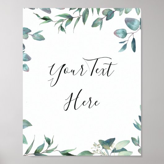 Waterverf Eucalyptus Groene Teken Rustieke Poster (Voorkant)