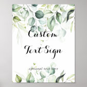 Waterverf Eucalyptus Groene Tekst Op Maat Bord Poster (Voorkant)