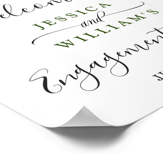 Waterverf Eucalyptus Groene Verlovingsfeest Poster (Hoek)