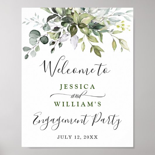 Waterverf Eucalyptus Groene Verlovingsfeest Poster (Voorkant)