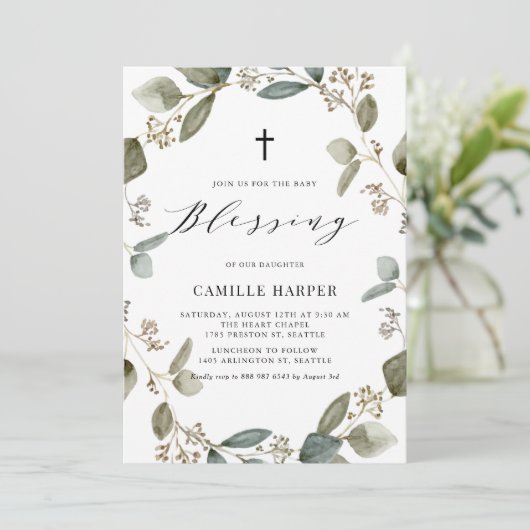 Waterverf Eucalyptus grote Baby Kaart (Staand voorkant)