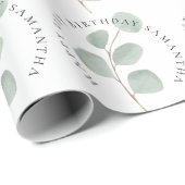 Waterverf Eucalyptus Happy 21st Birthday Name Cadeaupapier (Rol Hoek)