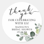 Waterverf Eucalyptus Hartelijk dank Vrijgezellenfe Ronde Sticker (Voorkant)