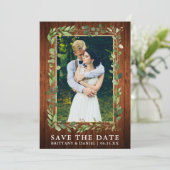 Waterverf Eucalyptus Hood Gold Save the Date Kaart (Staand voorkant)