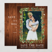 Waterverf Eucalyptus Hood Gold Save the Date Kaart (Voorkant / Achterkant)