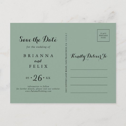 Waterverf Eucalyptus Horizontaal sparen de Datum Briefkaart (Achterkant)