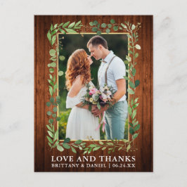 Waterverf Eucalyptus Hout Goud Liefde en Dank Briefkaart