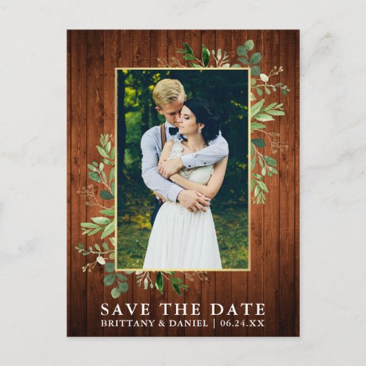 Waterverf Eucalyptus hout Save the Date Briefkaart (Voorkant)