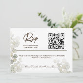 Waterverf Eucalyptus Huwelijks RSVP Kaart  (Staand voorkant)