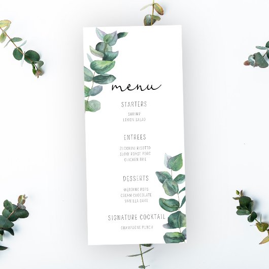 Waterverf Eucalyptus - Huwelijksmenu Menu