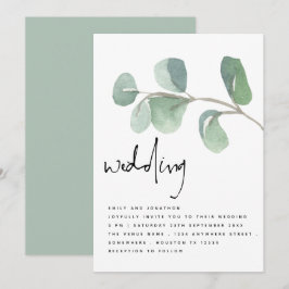 Waterverf Eucalyptus Informal Script Weddenschap Kaart