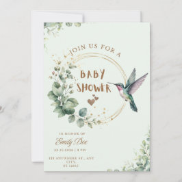 Waterverf Eucalyptus Kolibrie Baby Shower  Kaart
