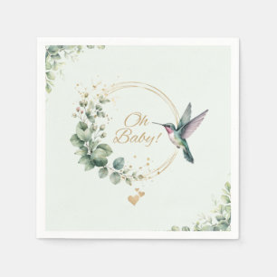 Waterverf Eucalyptus Kolibrie Baby Shower  Servet