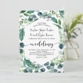 Waterverf Eucalyptus Krans Handschrift Huwelijk Kaart (Staand voorkant)