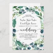 Waterverf Eucalyptus Krans Handschrift Huwelijk Kaart (Voorkant / Achterkant)