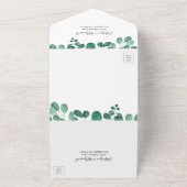 Waterverf Eucalyptus laat botanische bruiloft acht All In One Uitnodiging (Buitenkant)