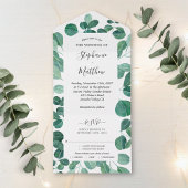 Waterverf Eucalyptus laat botanische bruiloft acht All In One Uitnodiging