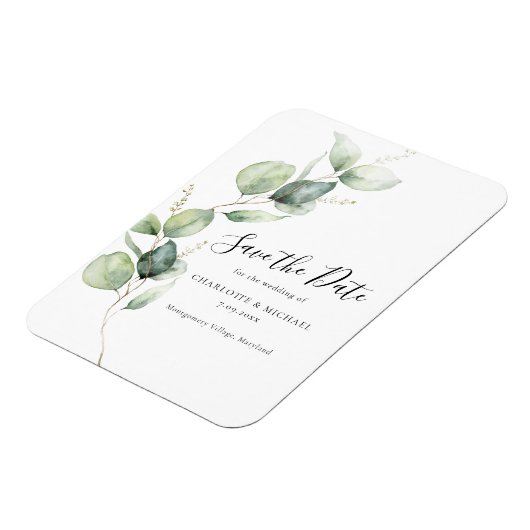 Waterverf Eucalyptus laat de datum opslaan Magneet (Linkerzijde)