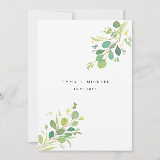 Waterverf Eucalyptus laat de datumkaart opslaan Kaart (Achterkant)