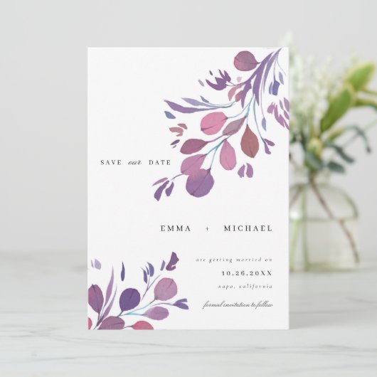 Waterverf Eucalyptus laat de datumkaart opslaan Kaart (Staand voorkant)