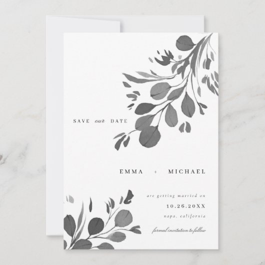 Waterverf Eucalyptus laat de Kaart Datum opslaan (Voorkant)