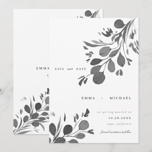 Waterverf Eucalyptus laat de Kaart Datum opslaan (Voorkant / Achterkant)