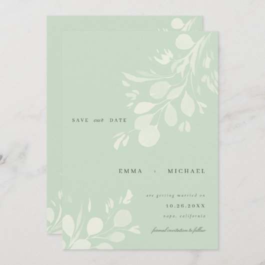 Waterverf Eucalyptus laat de Kaart Datum opslaan (Voorkant / Achterkant)