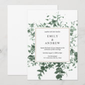 Waterverf eucalyptus laat gouden Lijst bruiloft Kaart (Voorkant / Achterkant)