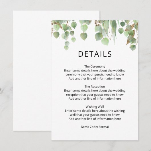 Waterverf Eucalyptus laat gouden olievlekken Informatiekaartje (Voorkant / Achterkant)