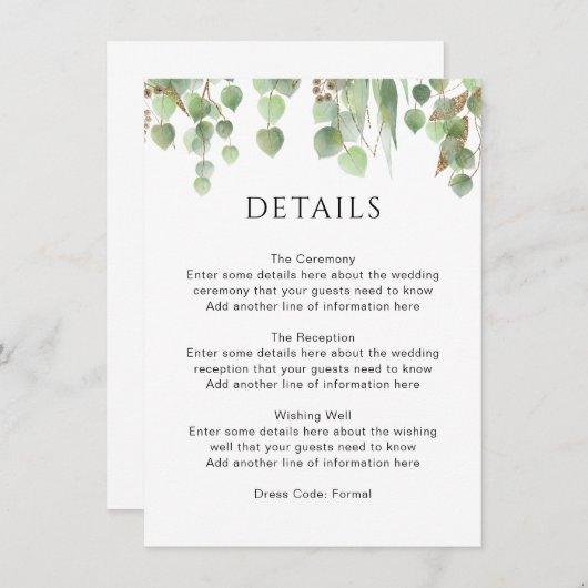 Waterverf Eucalyptus laat gouden olievlekken Informatiekaartje (Voorkant / Achterkant)