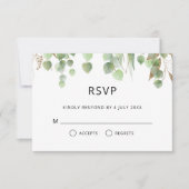 Waterverf Eucalyptus laat gouden olievlekken RSVP Kaartje (Voorkant)