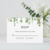 Waterverf Eucalyptus laat gouden olievlekken RSVP Kaartje (Staand voorkant)