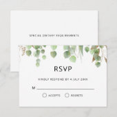 Waterverf Eucalyptus laat gouden olievlekken RSVP Kaartje (Voorkant / Achterkant)