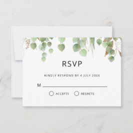 Waterverf Eucalyptus laat gouden olievlekken RSVP Kaartje