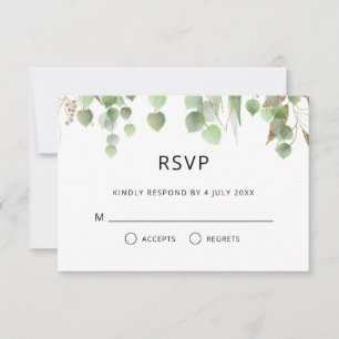 Waterverf Eucalyptus laat gouden olievlekken RSVP Kaartje