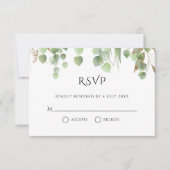 Waterverf Eucalyptus laat gouden olievlekken RSVP Kaartje (Voorkant)