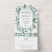 Waterverf Eucalyptus laat olievlekken All In One Uitnodiging (Binnen)