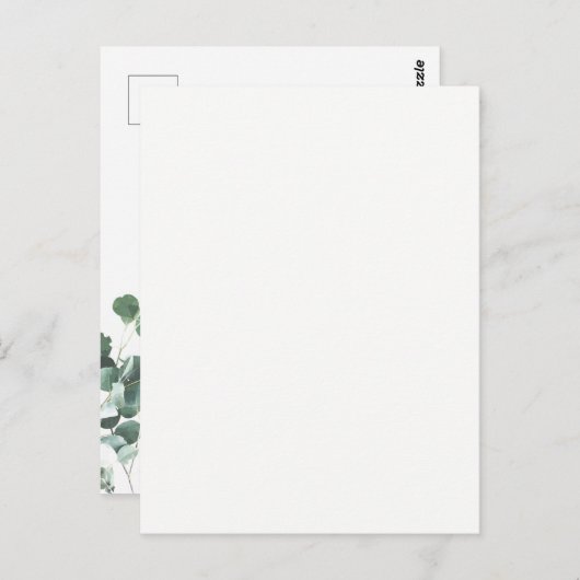 Waterverf Eucalyptus laat RSVP Modern Font Briefkaart (Voorkant / Achterkant)