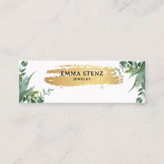 Waterverf Eucalyptus laat snuisteren met stuifjes Mini Visitekaartje (Voorkant)