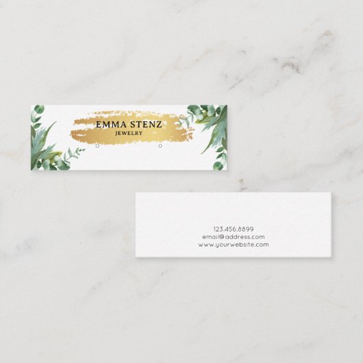 Waterverf Eucalyptus laat snuisteren met stuifjes Mini Visitekaartje (Voorkant / Achterkant)