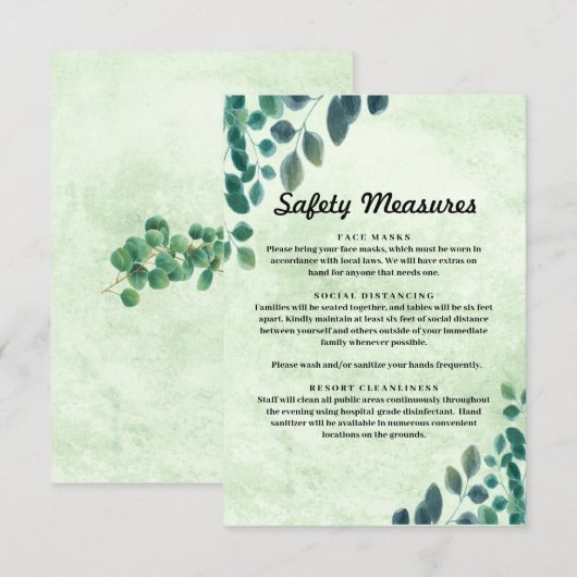 Waterverf Eucalyptus laat veiligheidsmaatregelen Informatiekaartje (Voorkant / Achterkant)