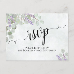 Waterverf Eucalyptus & Lavendel Bruiloft RSVP Briefkaart